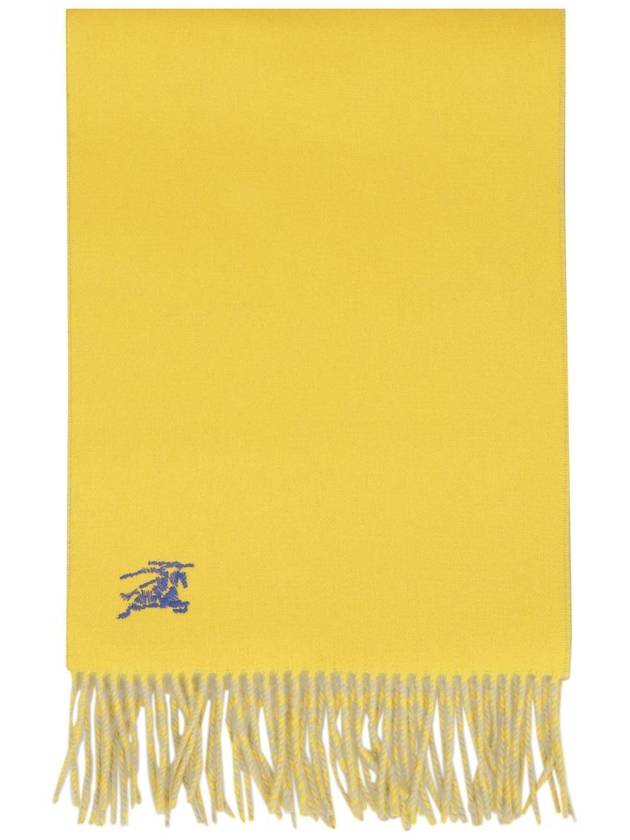 Embroidered Logo Reversible Cashmere Scarf Hunter Yellow - BURBERRY - BALAAN 4