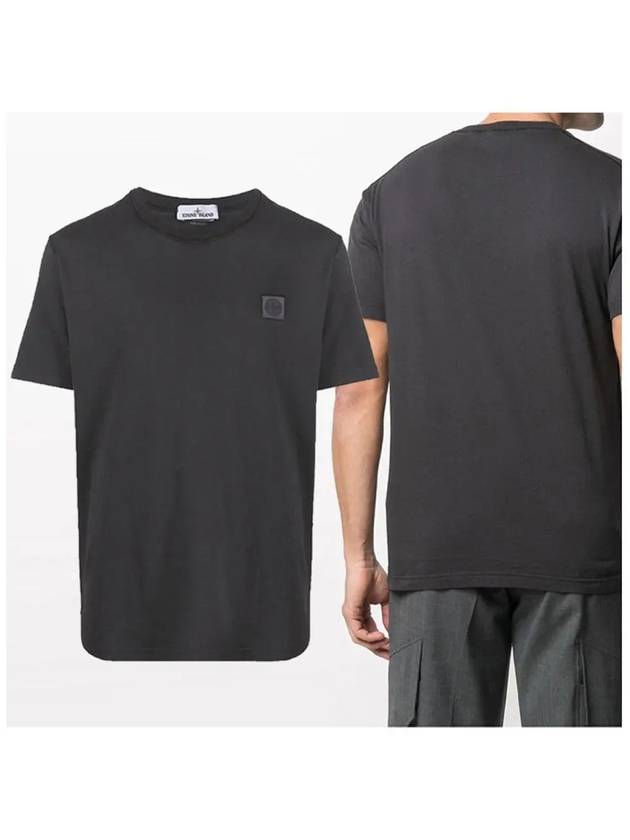 Logo Patch Chest Short Sleeve T-Shirt Charcoal - STONE ISLAND - BALAAN 3