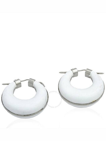 Burberry Ladies White Leather Hoop Earrings - BURBERRY - BALAAN 1