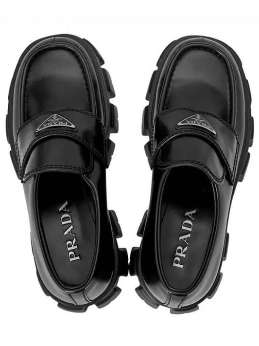 Monolith Brushed Leather Loafers Black - PRADA - BALAAN 2