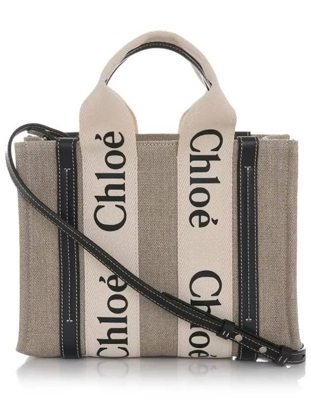 Woody Small Canvas Tote Bag Navy Beige - CHLOE - BALAAN 3