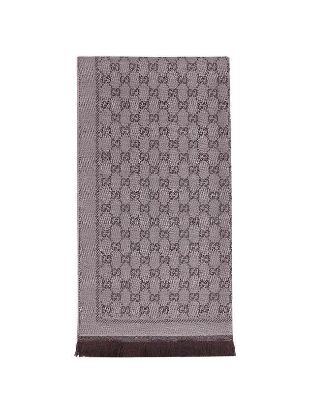 Interlocking GG Jacquard Two-Tone Fringe Muffler Beige Brown - GUCCI - BALAAN 1