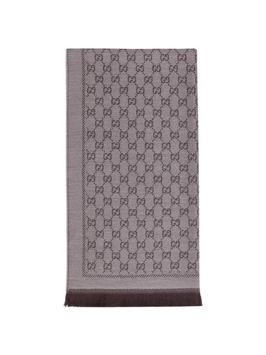 Interlocking GG Jacquard Two-Tone Fringe Muffler Beige Brown - GUCCI - BALAAN 1