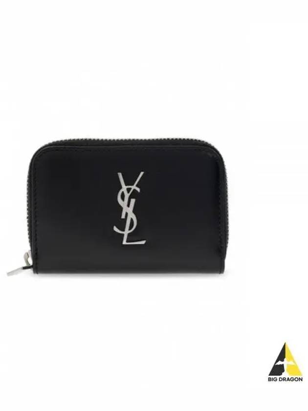 Monogram Zipper Silver Card Wallet Black - SAINT LAURENT - BALAAN 2