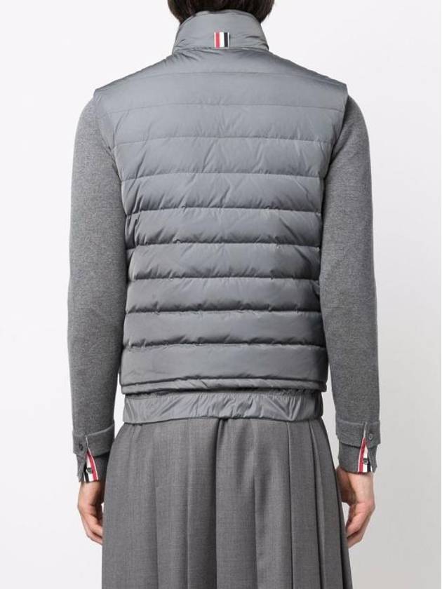 4 Bar Poly Twill Down Vest Grey - THOM BROWNE - BALAAN 4