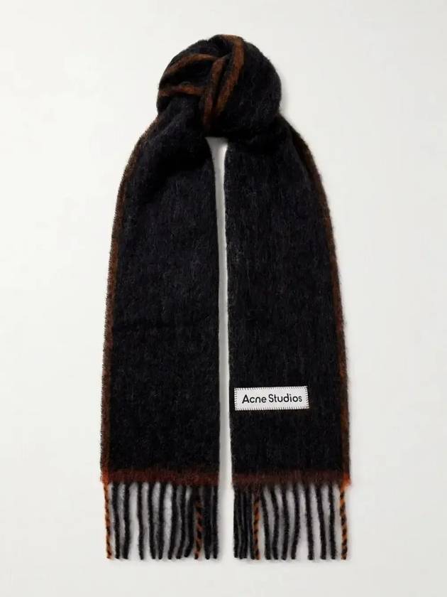 Mohair Wool Fringe Muffler Black - ACNE STUDIOS - BALAAN 3