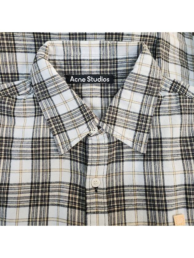 Flannel Check Button-Up Long Sleeve Shirt White Black - ACNE STUDIOS - BALAAN 11