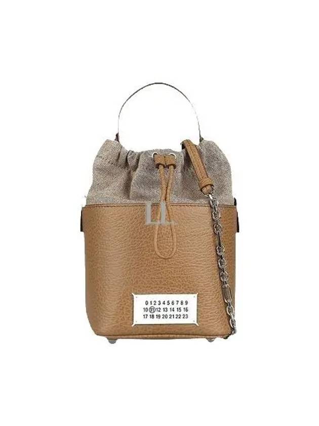 5AC Number Logo Texture Leather Bucket Bag Beige - MAISON MARGIELA - BALAAN 2