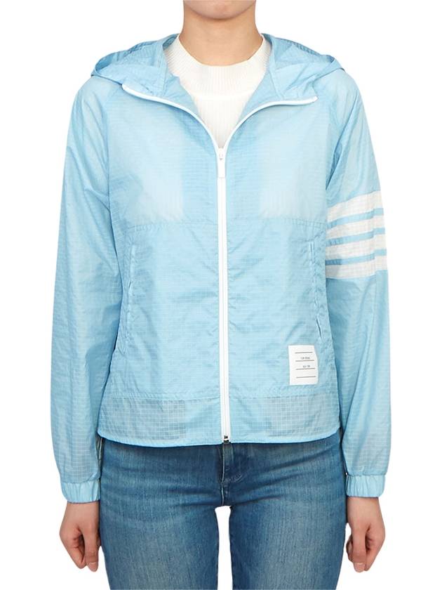 4 Bar Ripstop Polyamide Windbreaker Light Blue - THOM BROWNE - BALAAN 3