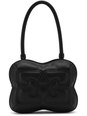 Butterfly Leather Shoulder Bag Black - GANNI - BALAAN 1