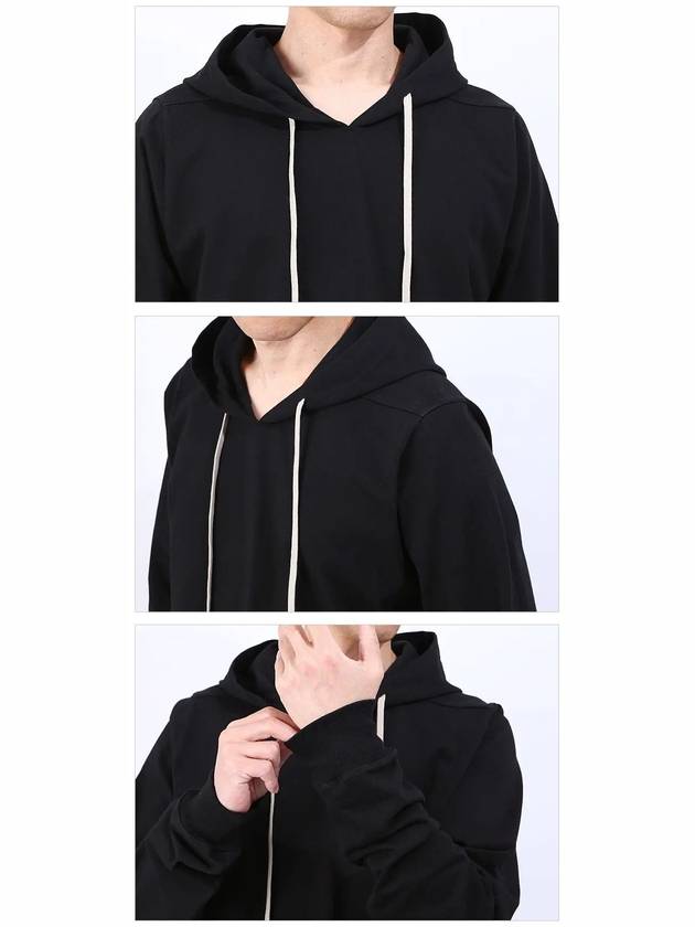 V-neck Long Fit Cotton Hoodie Black - RICK OWENS - BALAAN 5