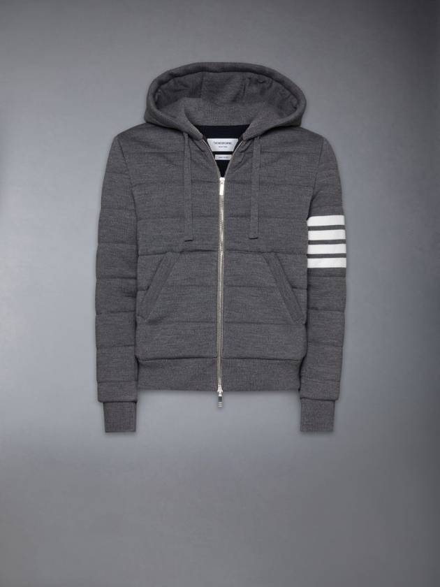 Jersey Stitch Padded 4 Bar Zip-Up Hoodie Grey - THOM BROWNE - BALAAN 2