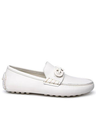 Gancini Ornament Driving Shoes White - SALVATORE FERRAGAMO - BALAAN 1