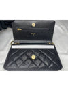 Classic Wallet On Chain Crossbody Bag Grained Calfskin Gold Black - CHANEL - BALAAN 7