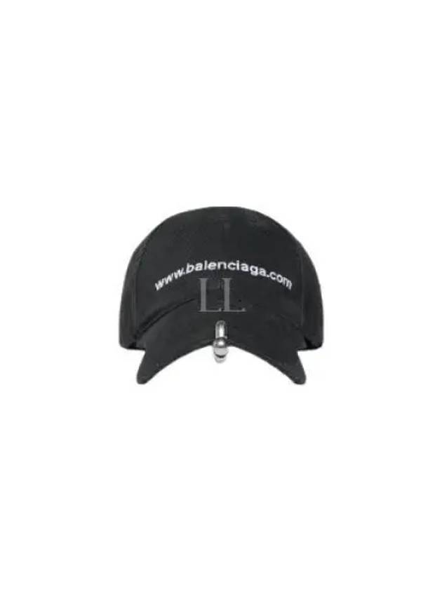 Front Piercing Wash Cotton Ball Cap Black Faded - BALENCIAGA - BALAAN 2