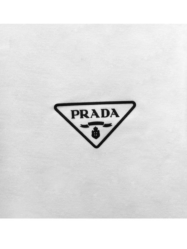 Triangle Logo Cotton Short Sleeve T-Shirt White - PRADA - BALAAN 6