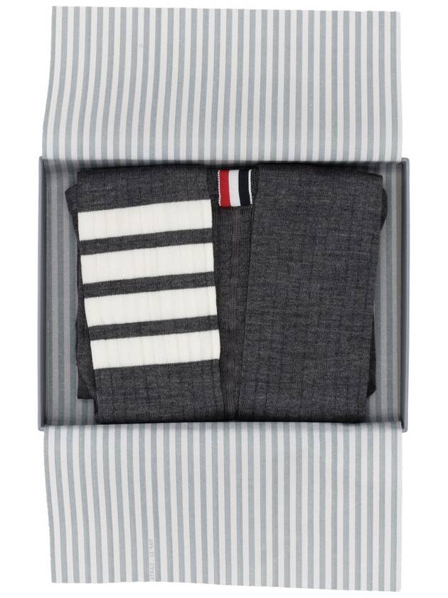 OPAQUE RIB TIGHTS W/ 4 BAR IN FINE MERINO WOOL - THOM BROWNE - BALAAN 2