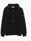 Logo Cotton Zip-Up Hoodie Black - STONE ISLAND - BALAAN 2