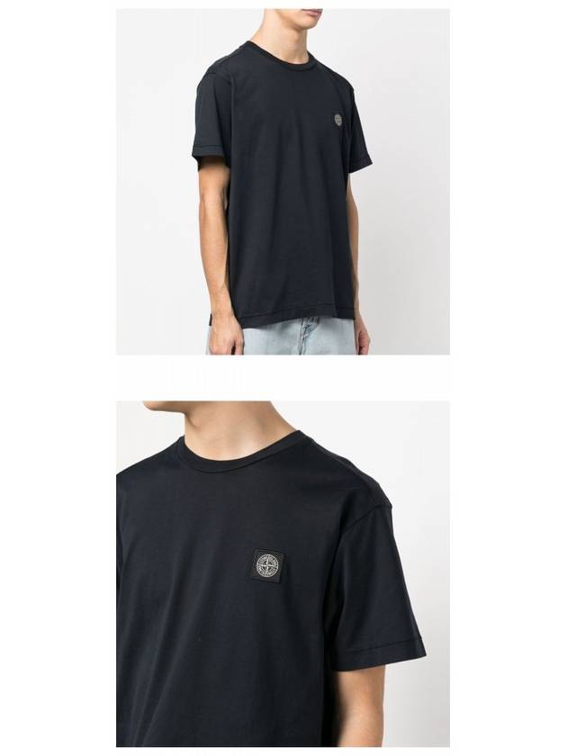 Logo Patch Cotton Short Sleeve T-Shirt Navy - STONE ISLAND - BALAAN 6