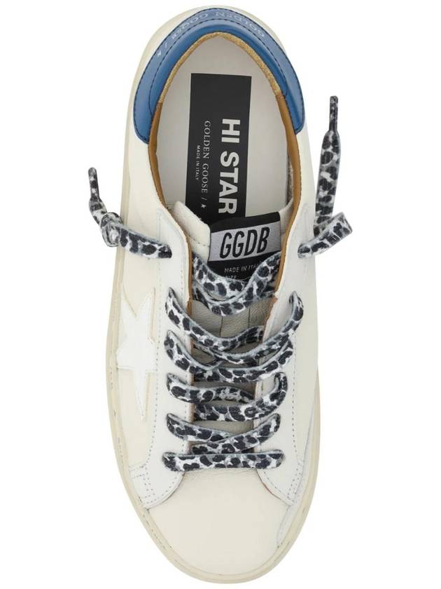 Women's Hi Star Blue Tab Nappa Leather Low Top Sneakers White - GOLDEN GOOSE - BALAAN 3