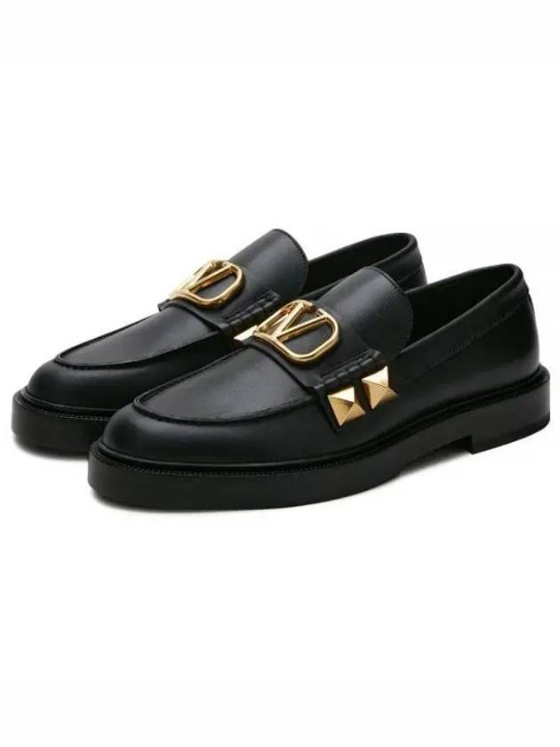 Leather V Logo Signature Loafer Black - VALENTINO - BALAAN 2