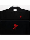 Small Heart Long Sleeve Polo Shirt Black - AMI - BALAAN 6