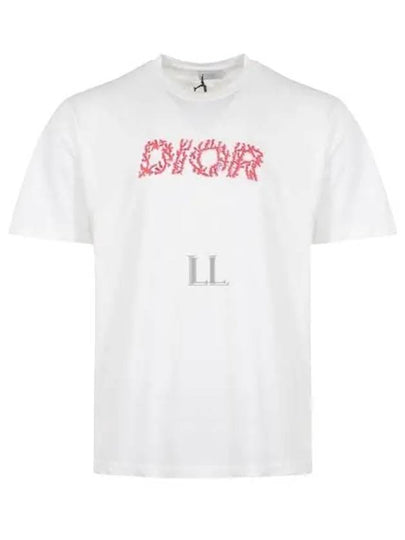 Italic Coral Relaxed-Fit Short Sleeve T-Shirt White - DIOR - BALAAN 2