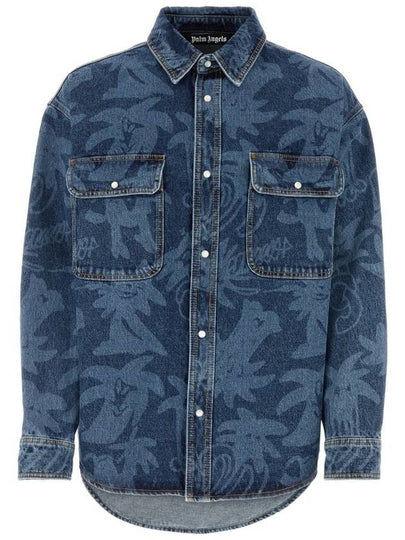 23 fw Denim Shirt WITH All-over PALMITY Print PMYD020E23DEN0014540 B0650471941 - PALM ANGELS - BALAAN 2