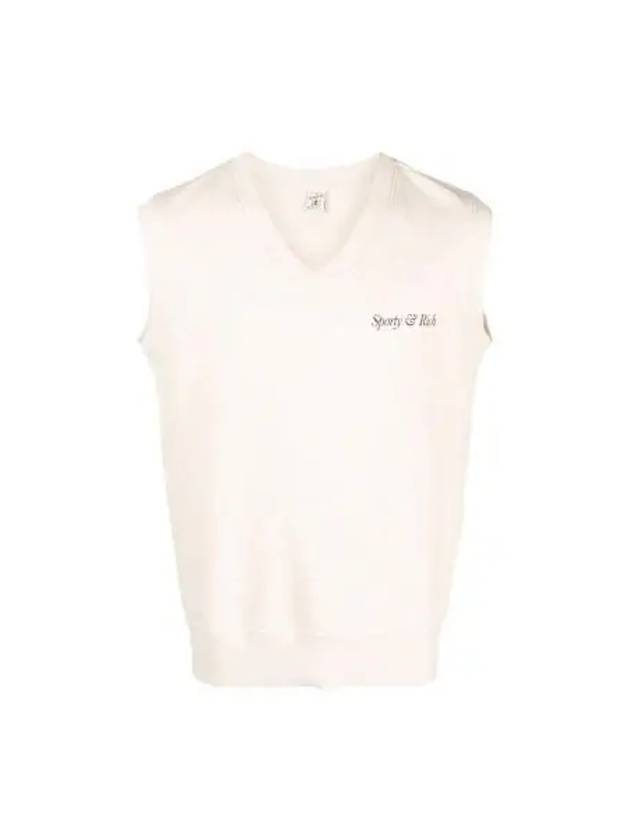 Italic Logo Print V-neck Vest Cream - SPORTY & RICH - BALAAN 2