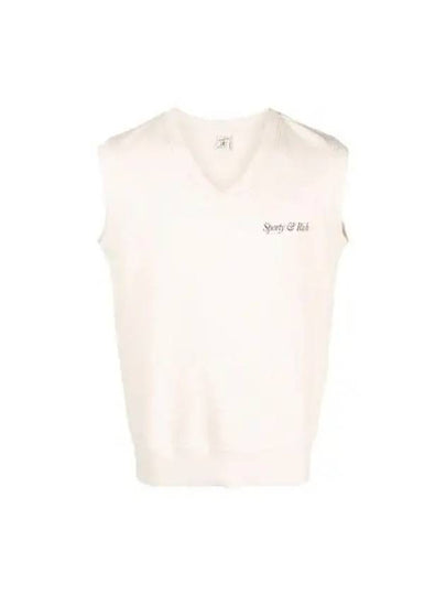 Italic Logo Print V-neck Vest Cream - SPORTY & RICH - BALAAN 2