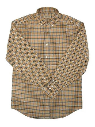 Men's Small Check Cotton Long Sleeve Shirt Brown - BURBERRY - BALAAN 2