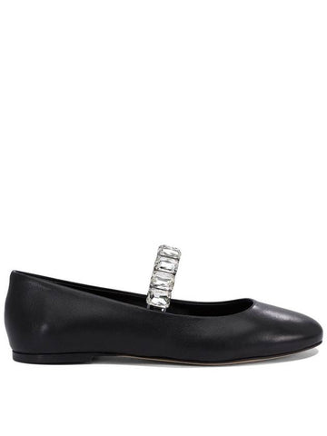 Black Ballet Shoes With Crystal Embellishments In Leather Woman - CASADEI - BALAAN 1