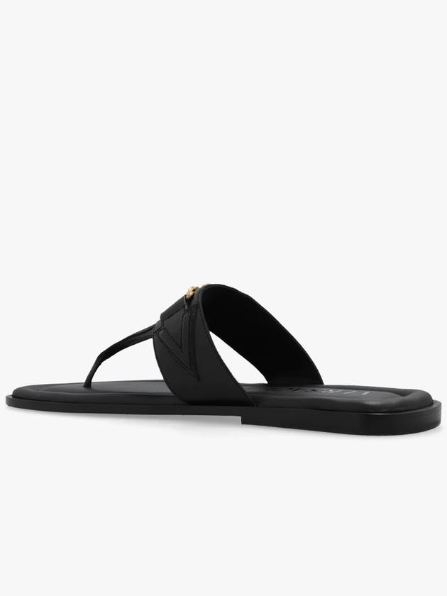 La Medusa Leather Flip Flops Black - VERSACE - BALAAN 6