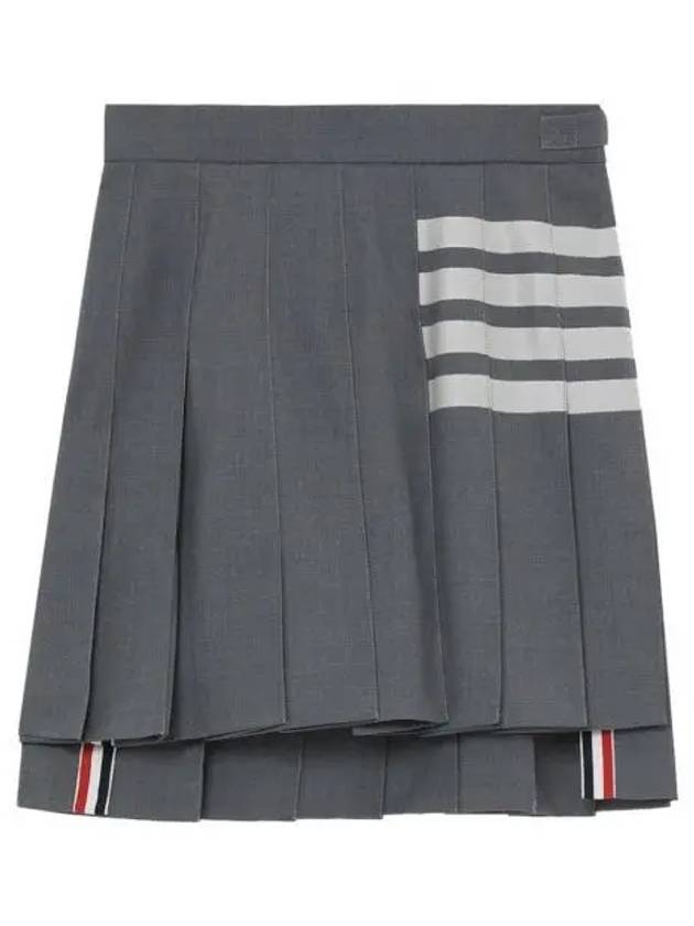 4 Bar Plain Weave Mini Pleated Skirt Grey - THOM BROWNE - BALAAN 2