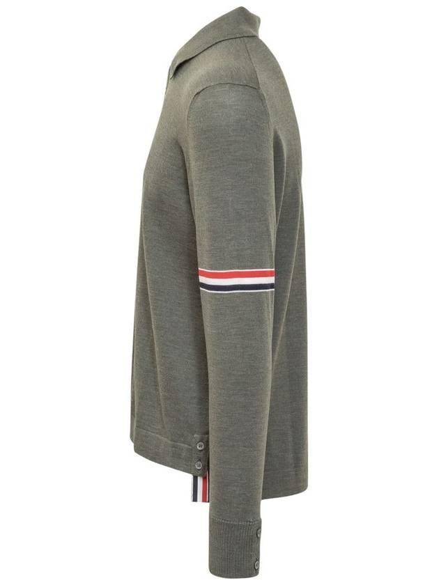 Merino Wool Armband Long Sleeve Shirt Dark Green - THOM BROWNE - BALAAN 4