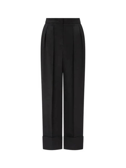 Women s Two Tuck Pleated Roll Up Pants Black - GIORGIO ARMANI - BALAAN 1