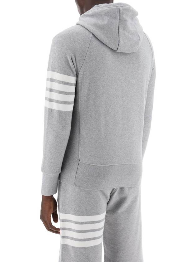 Engineered 4 Bar Diagonal Zip Up Hoodie Light Grey - THOM BROWNE - BALAAN 4