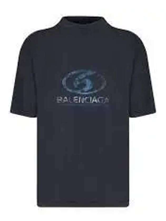 Surfer Medium Fit Short Sleeve T-Shirt Navy - BALENCIAGA - BALAAN 2