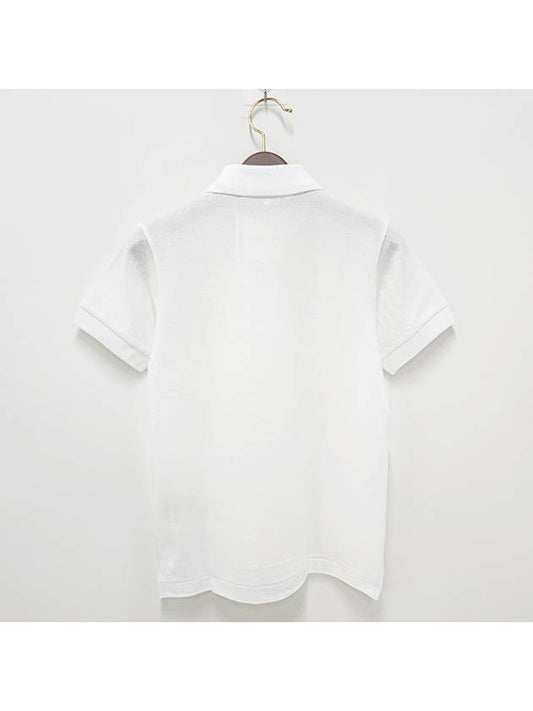 24SS Comme des Garçons Women's Play Red Heart Patch Polo Short Sleeve T-Shirt White P1T005E - COMME DES GARCONS PLAY - BALAAN 2