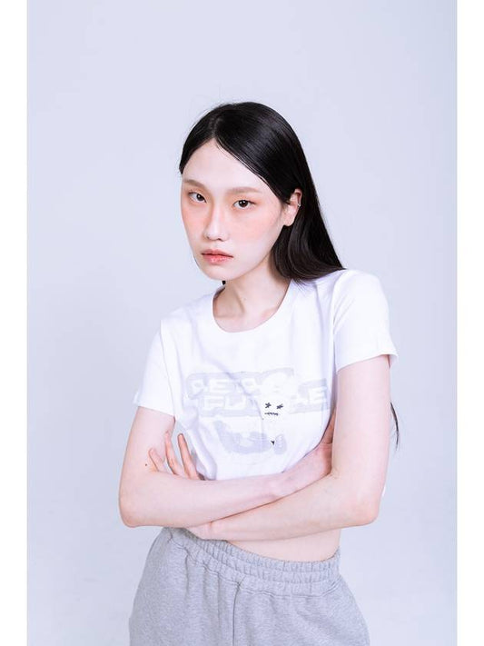 Retro Rabbit Crop T Shirt WHITE - NAAIEEN - BALAAN 2