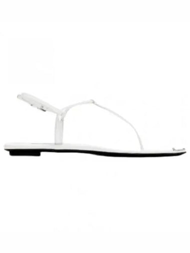 Triangle Logo Brushed Leather Flat Sandals White - PRADA - BALAAN 1