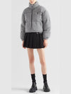 Boxy Crop Wool Cashmere Knit Puffer Padding Grey - PRADA - BALAAN 5