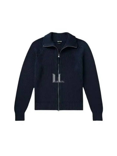 Silk Cotton Funnel Neck Zip Up Jacket Royal Blue - TOM FORD - BALAAN 2