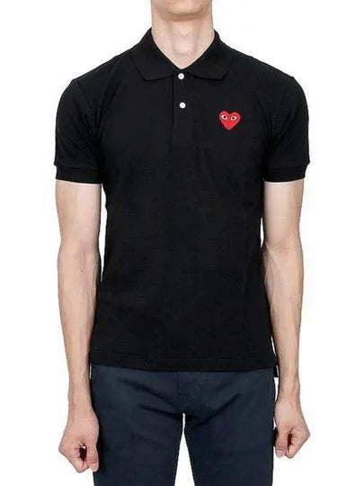 Red Heart Wappen Polo Shirt Black - COMME DES GARCONS - BALAAN 2