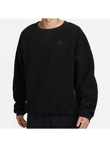 Club Fleece Winterized Crew Neck Sweatshirt Black - NIKE - BALAAN 1