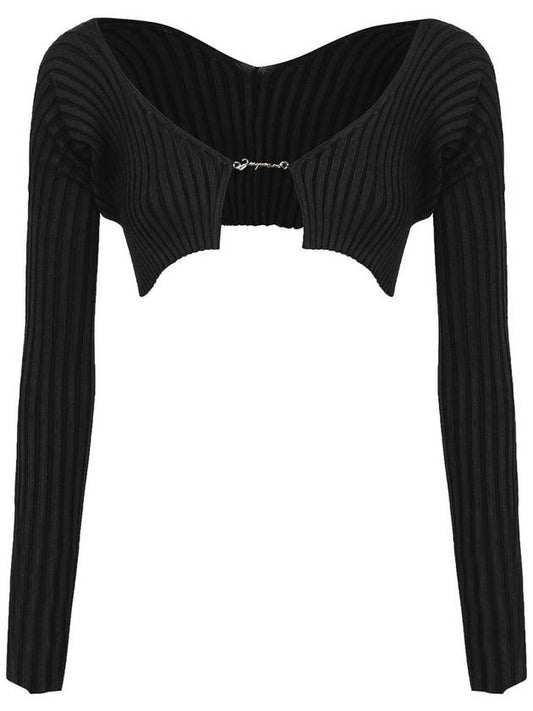 La Maille Pralu Micro Charm Logo Cardigan Black - JACQUEMUS - BALAAN 2