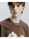 Palm Tree Eyelet Chain Embroidery T Shirt Brown - S SY - BALAAN 7