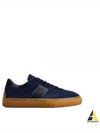 Embossed Logo Suede Low-Top Sneakers Navy - TOD'S - BALAAN 2