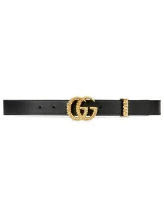 Women's GG Marmont Torchon Double G Buckle Leather Belt Black - GUCCI - BALAAN 2