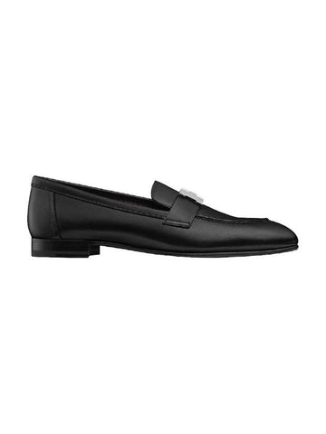 Paris Loafers Goatskin Palladium Noir - HERMES - BALAAN.